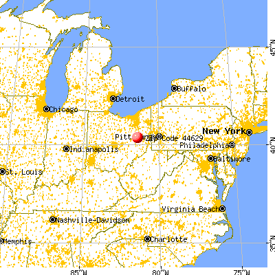 Gnadenhutten, OH (44629) map from a distance