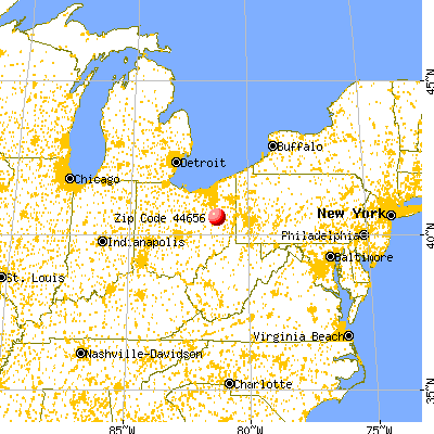 Mineral City, OH (44656) map from a distance