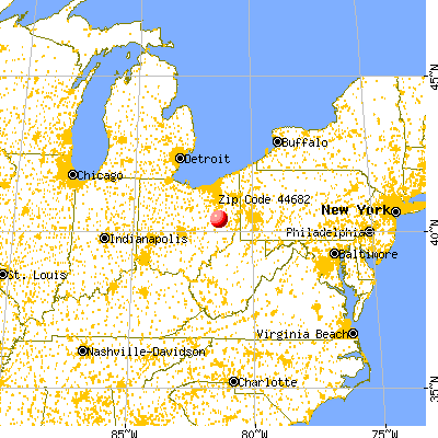 Tuscarawas, OH (44682) map from a distance