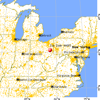 Deersville, OH (44693) map from a distance