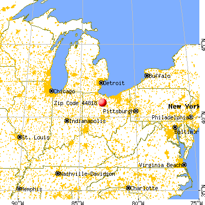 Bloomville, OH (44818) map from a distance