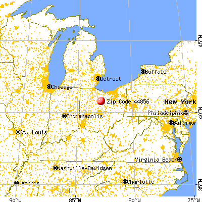 North Robinson, OH (44856) map from a distance