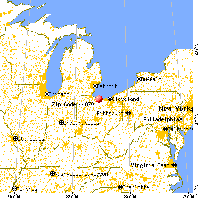 Sandusky, OH (44870) map from a distance