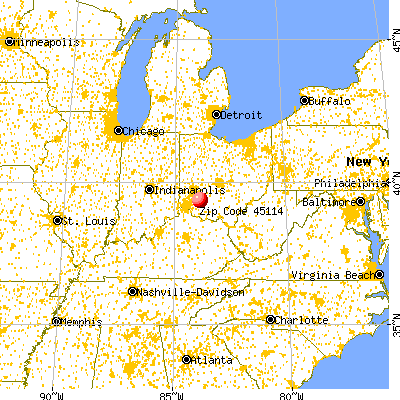 , OH (45114) map from a distance