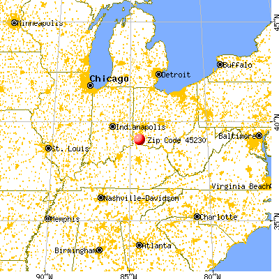 Cincinnati, OH (45230) map from a distance