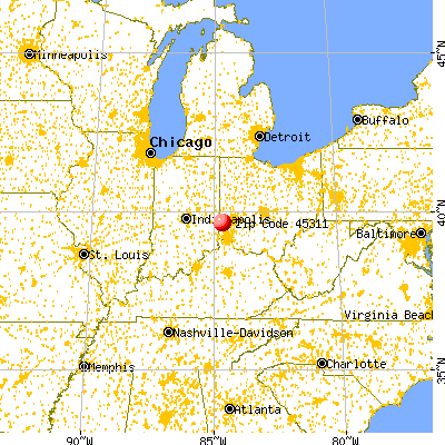 Camden, OH (45311) map from a distance