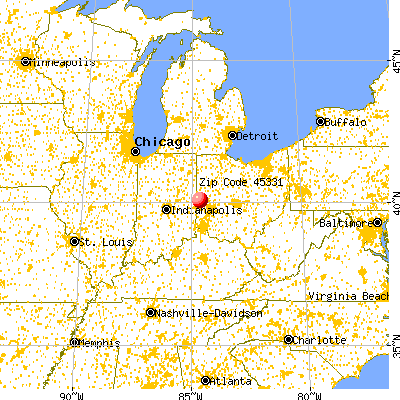 Greenville, OH (45331) map from a distance