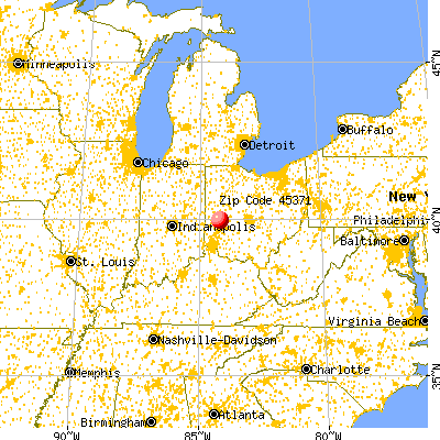 Tipp City, OH (45371) map from a distance