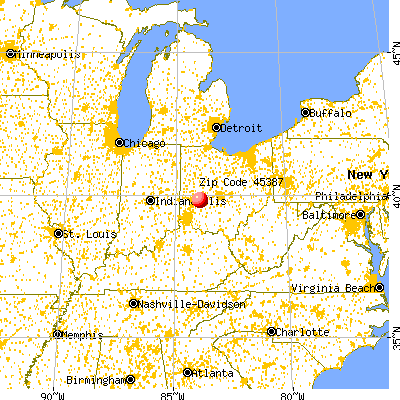 Yellow Springs, OH (45387) map from a distance