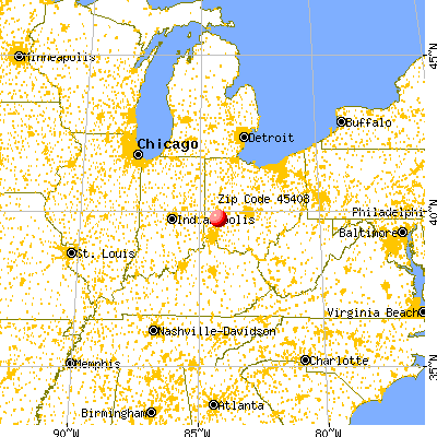 Dayton, OH (45408) map from a distance