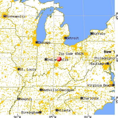 Huber Heights, OH (45424) map from a distance