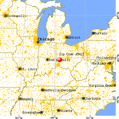 Dayton, OH (45427) map from a distance