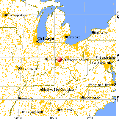 Moraine, OH (45439) map from a distance
