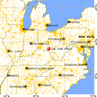 Beaver, OH (45613) map from a distance
