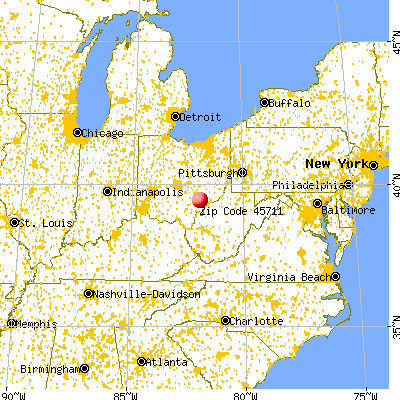 Amesville, OH (45711) map from a distance