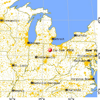 Dunkirk, OH (45836) map from a distance