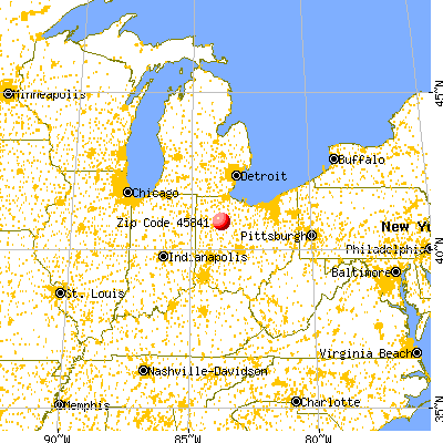 Jenera, OH (45841) map from a distance