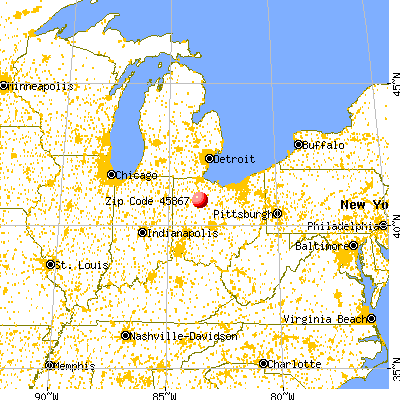 Mount Blanchard, OH (45867) map from a distance
