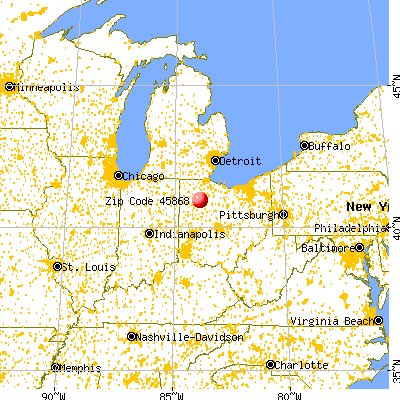 Mount Cory, OH (45868) map from a distance