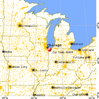Gary, IN (46409) map from a distance