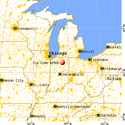 Sidney, IN (46566) map from a distance