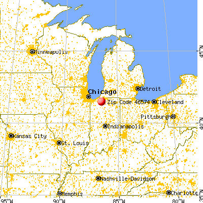 Koontz Lake, IN (46574) map from a distance