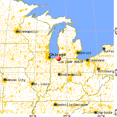 South Bend, IN (46629) map from a distance