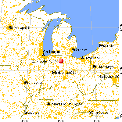 New Haven, IN (46774) map from a distance