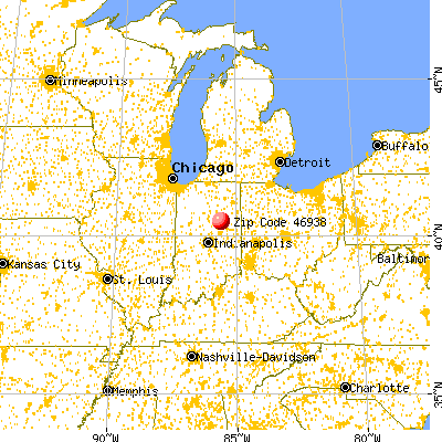 Jonesboro, IN (46938) map from a distance