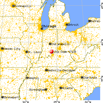 Little York, IN (47139) map from a distance