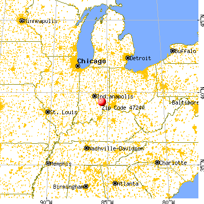 Greensburg, IN (47240) map from a distance