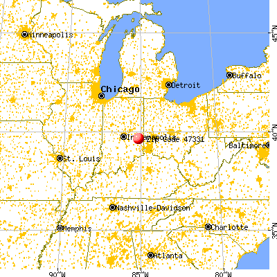 Connersville, IN (47331) map from a distance