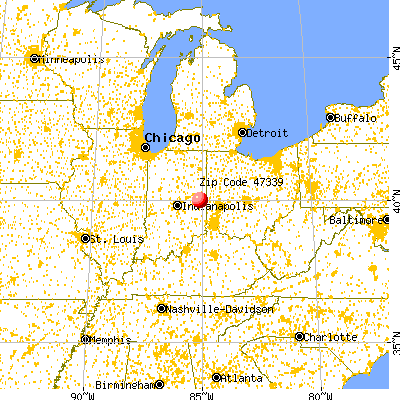 Economy, IN (47339) map from a distance
