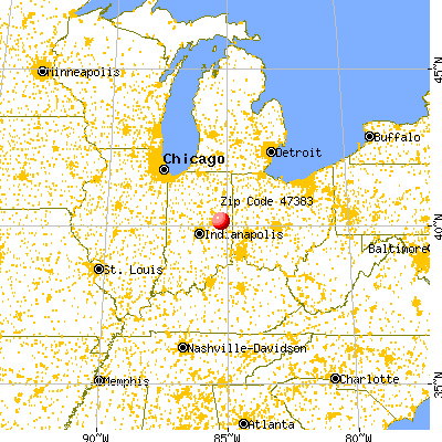 Selma, IN (47383) map from a distance