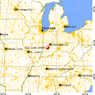 Stinesville, IN (47464) map from a distance