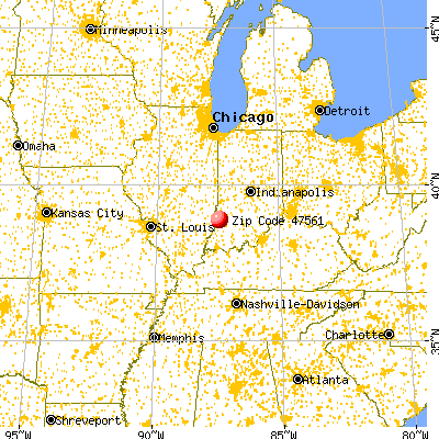 Oaktown, IN (47561) map from a distance