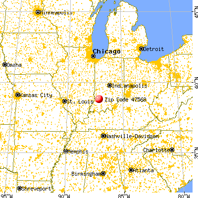 Plainville, IN (47568) map from a distance