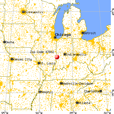 Terre Haute, IN (47802) map from a distance