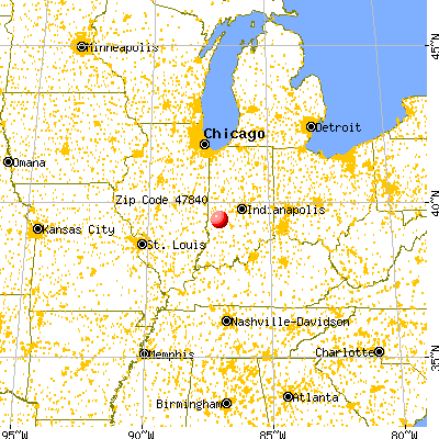 Center Point, IN (47840) map from a distance