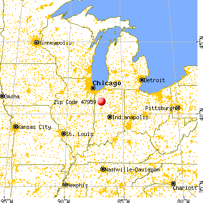 Monon, IN (47959) map from a distance