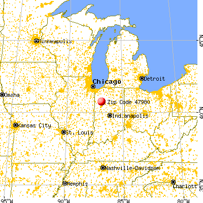 Reynolds, IN (47980) map from a distance
