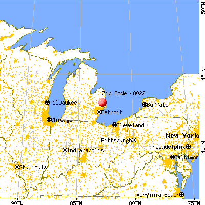 Emmett, MI (48022) map from a distance