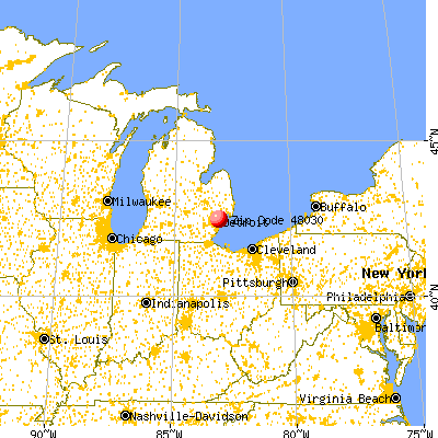 Hazel Park, MI (48030) map from a distance
