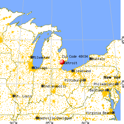 Southfield, MI (48034) map from a distance