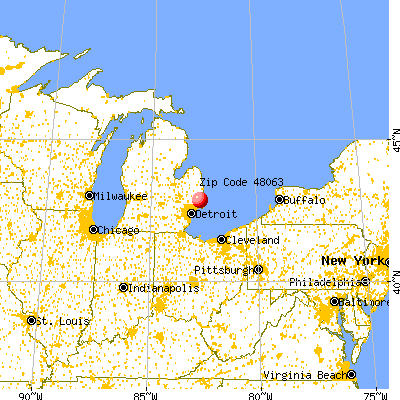 Richmond, MI (48063) map from a distance