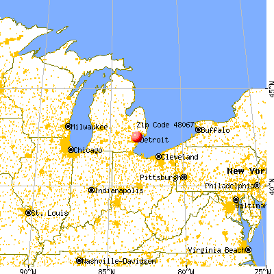 Royal Oak, MI (48067) map from a distance