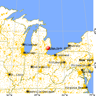 Warren, MI (48092) map from a distance