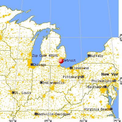Allen Park, MI (48101) map from a distance