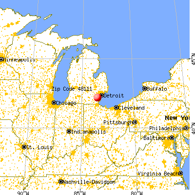 Belleville, MI (48111) map from a distance