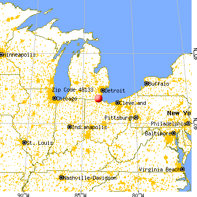 Luna Pier, MI (48133) map from a distance